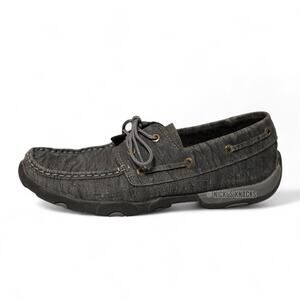 Twisted X Womens Charcoal Distressed Leather Driving Moccasins Slip On Size 8.5